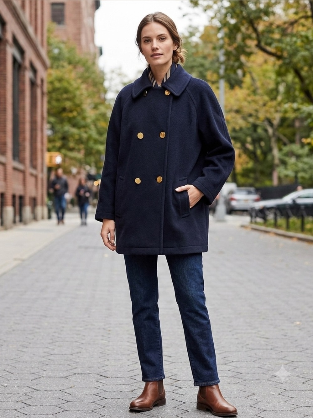 Carson Kressley Women’s Medium Navy Blue Wool Peat Coat Sailor Jacket M